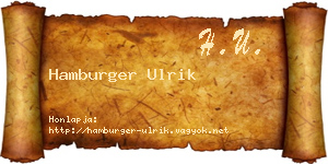 Hamburger Ulrik névjegykártya
